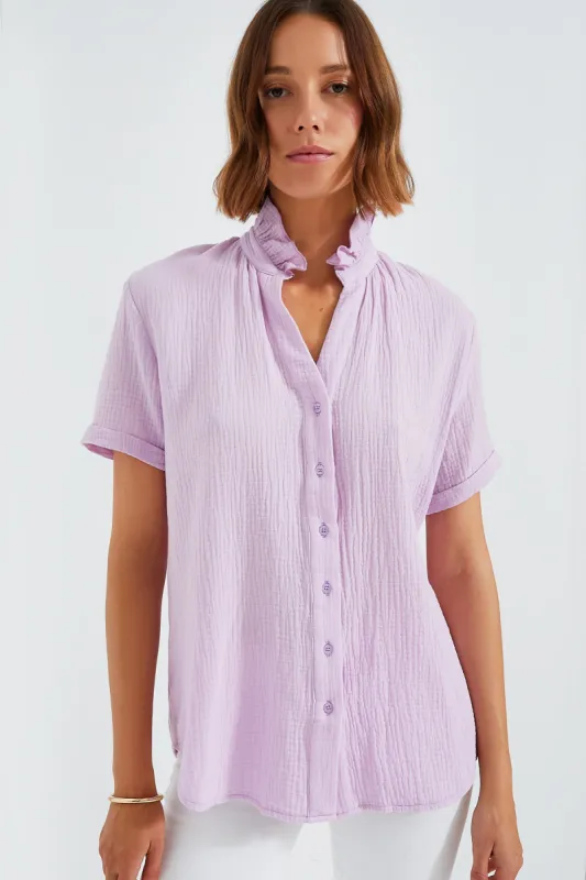 Lilac The Short Sleeve Loose Back Shirt made by The Shirt by Rochelle Behrens