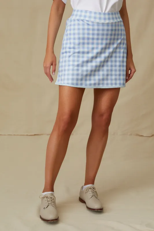 Light Blue Gingham 16 Inch Karrie Golf Skirt made by Tuckernuck