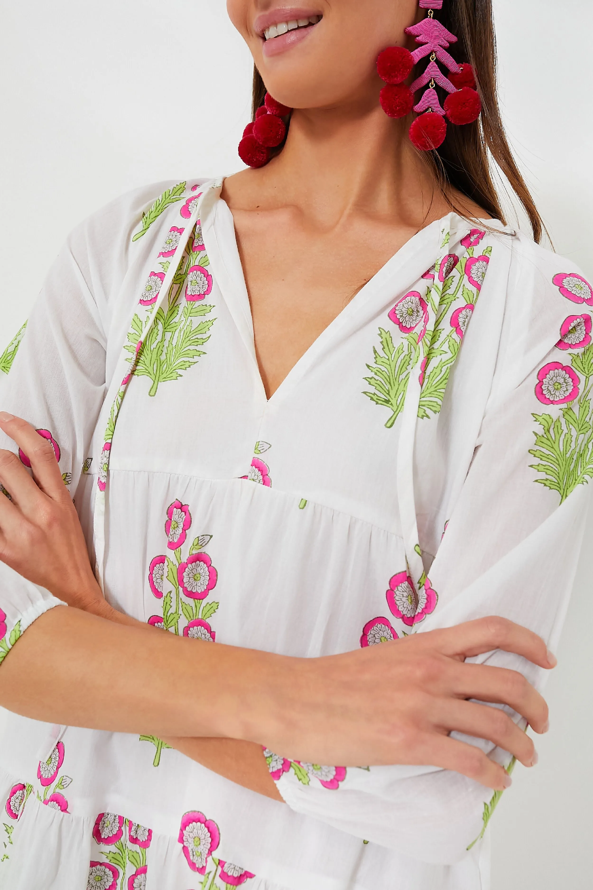 Exclusive Hot Pink Floral with Blue Edge Dali Dress sold by Tuckernuck product image thumbnail 5