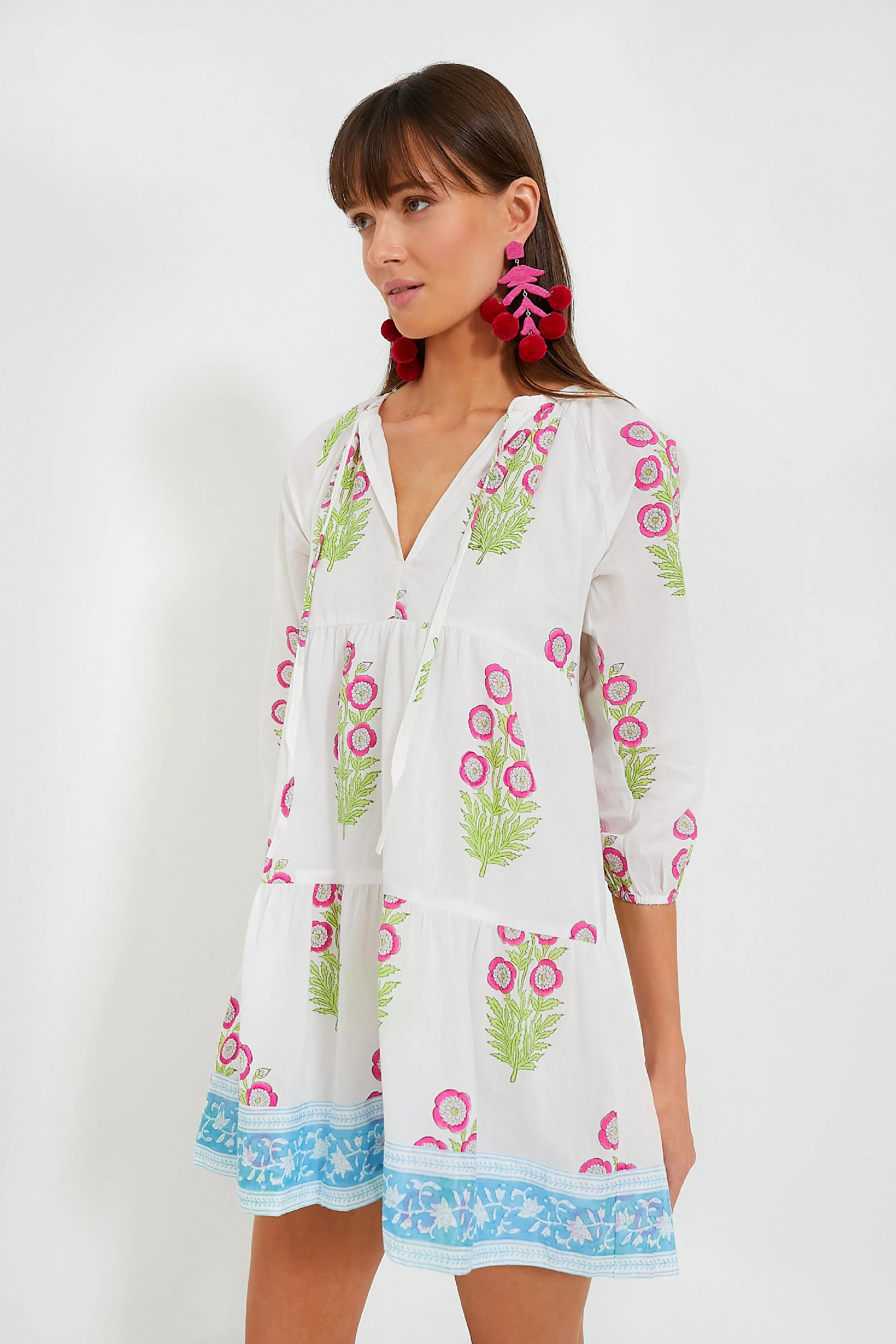 Exclusive Hot Pink Floral with Blue Edge Dali Dress sold by Tuckernuck product image thumbnail 3
