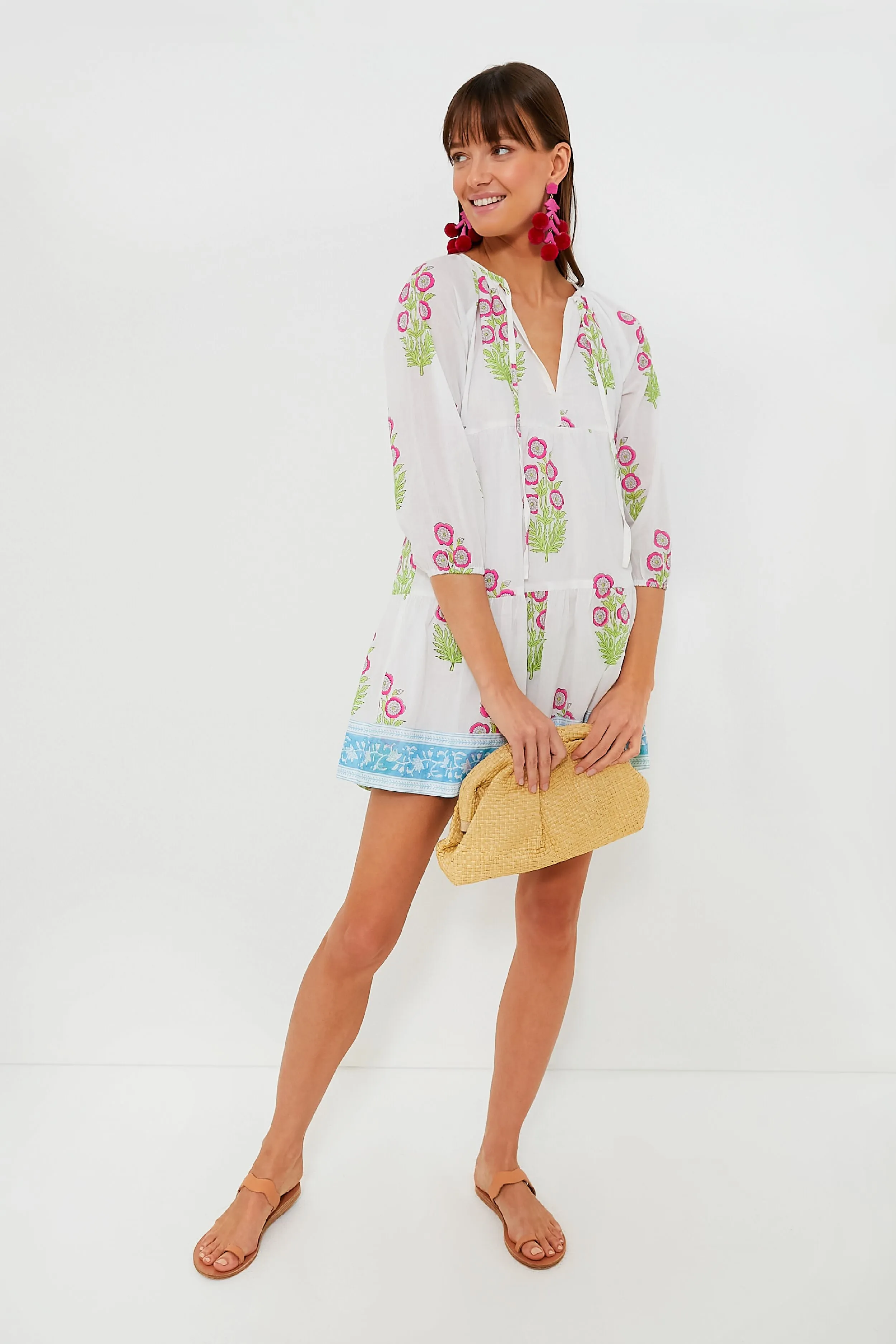 Exclusive Hot Pink Floral with Blue Edge Dali Dress sold by Tuckernuck product image thumbnail 2