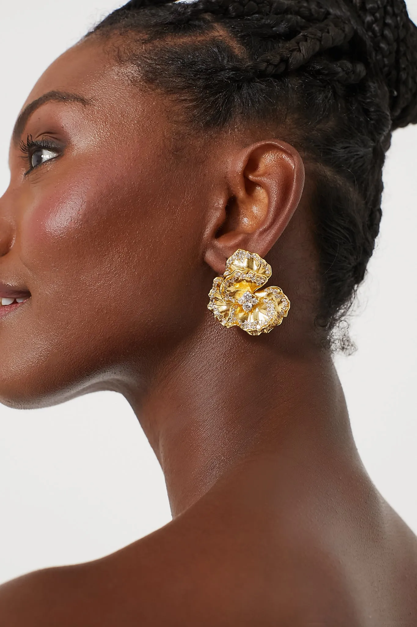 Embellished Golden Pansy Earrings sold by Tuckernuck product image thumbnail 2