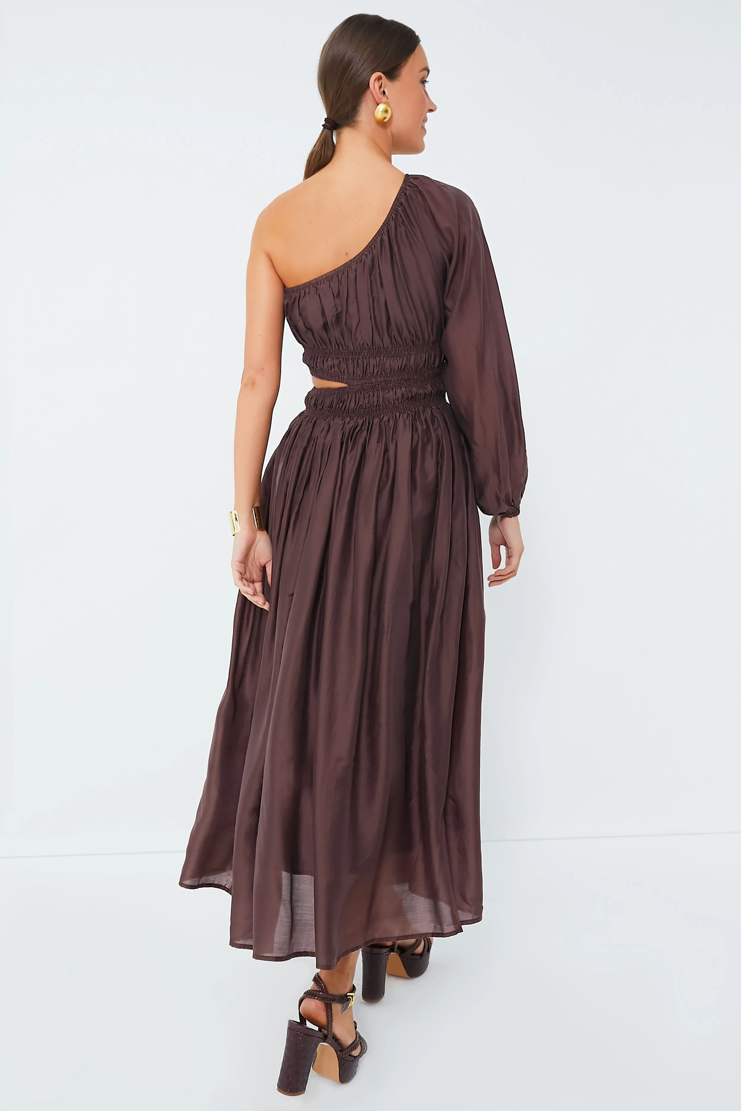 Exclusive Chocolate One Shoulder Maxi Dress sold by Tuckernuck product image thumbnail 4