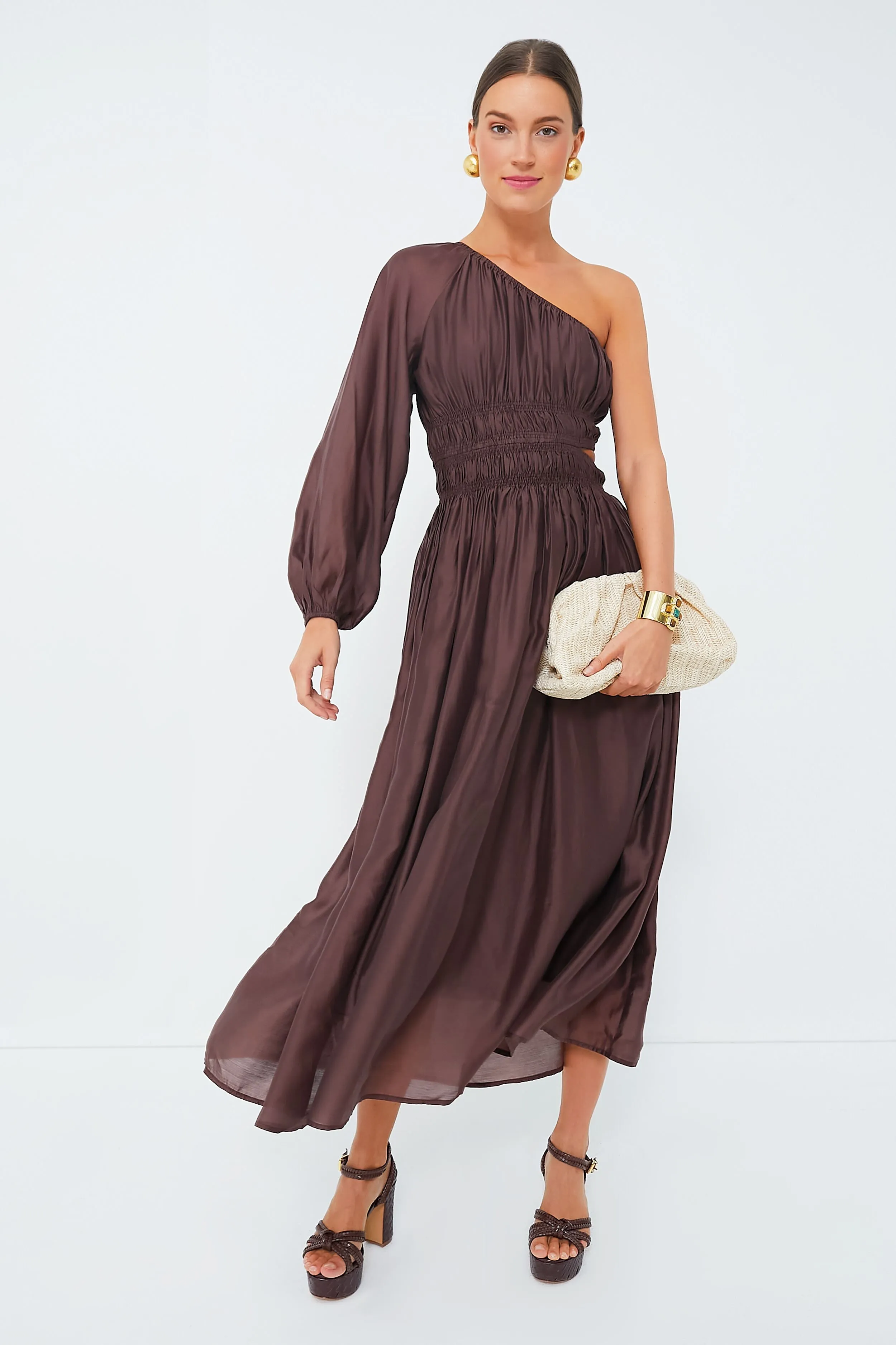 Exclusive Chocolate One Shoulder Maxi Dress sold by Tuckernuck product image thumbnail 2
