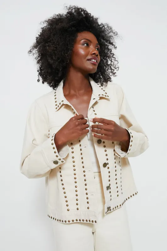 Natural The Studded Slouchy Jean Jacket sold by Tuckernuck