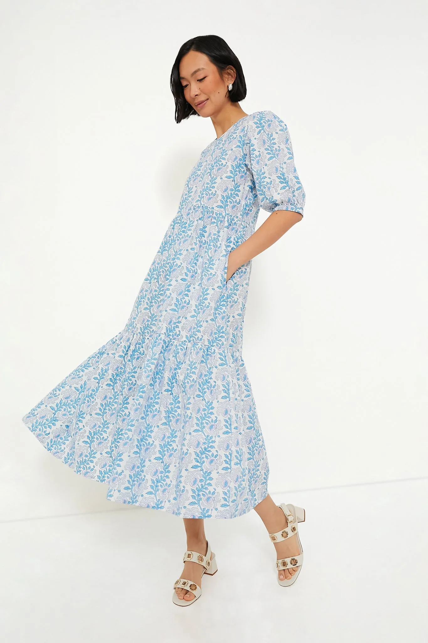 Exclusive Lavender and Cornflower Blue Gaia Dress sold by Tuckernuck