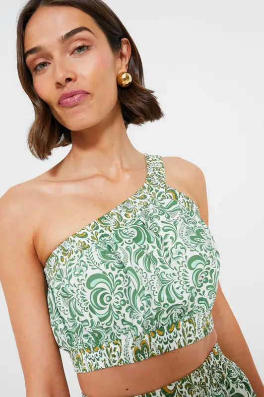 Green Floral Gina Crop Top sold by Tuckernuck