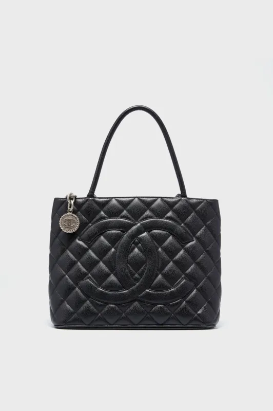 CHANEL Black Caviar Quilted Medallion Tote sold by Tuckernuck