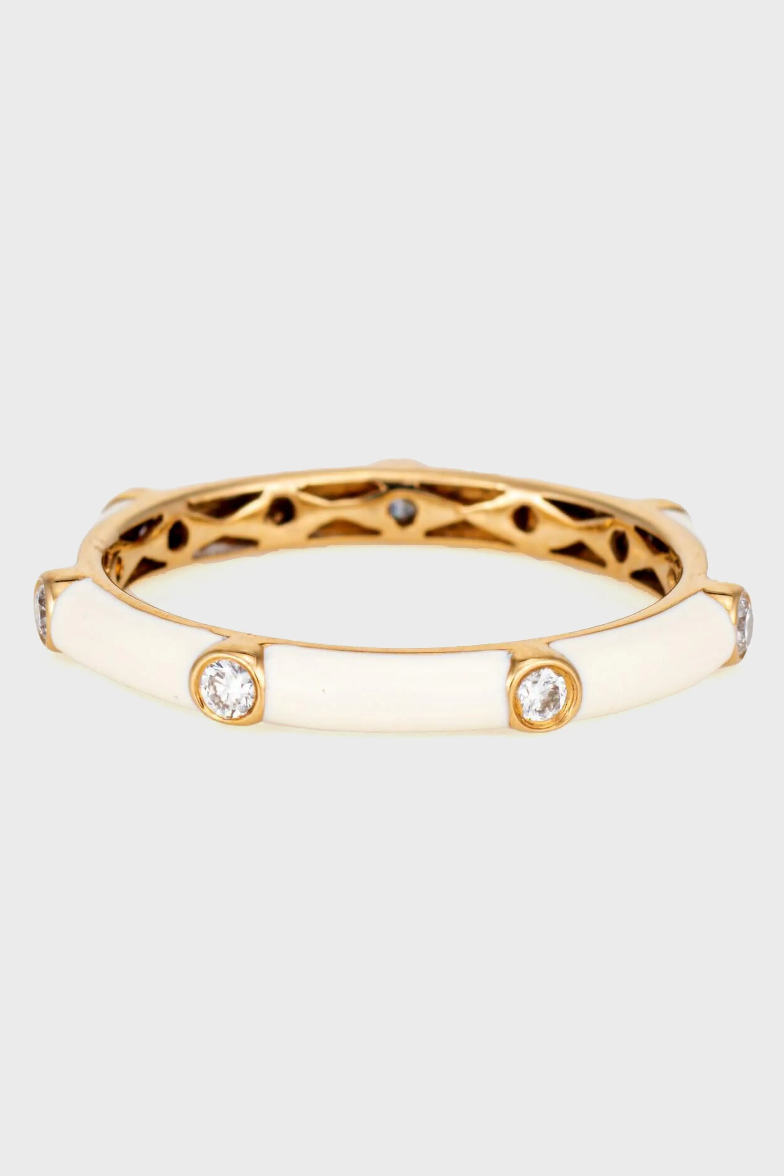 Mid 20th Century White Enamel Diamond Ring 18k Yellow Gold Stacking Band sold by Tuckernuck