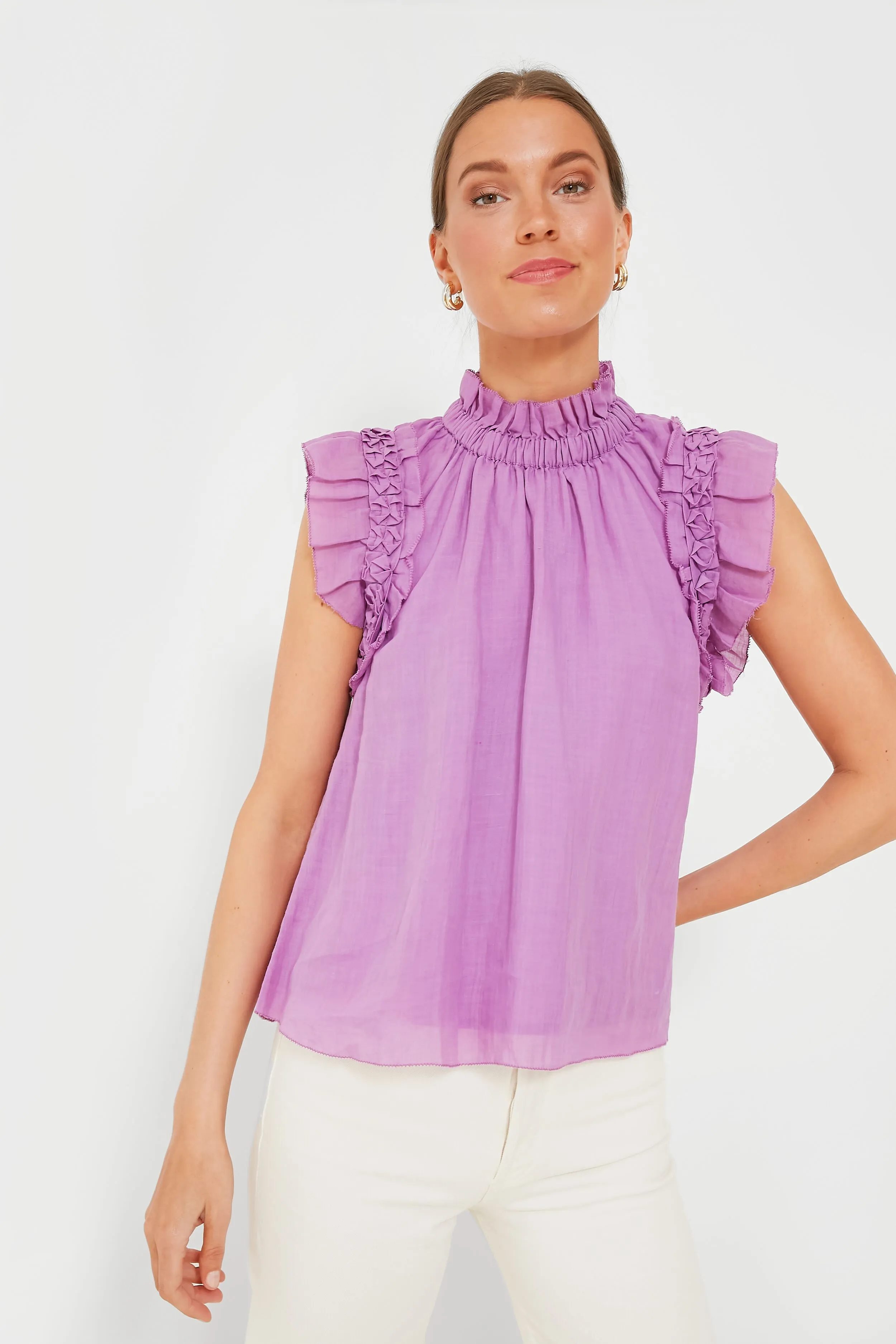 Lavender Micah Solid Ramie Tank Top sold by Tuckernuck