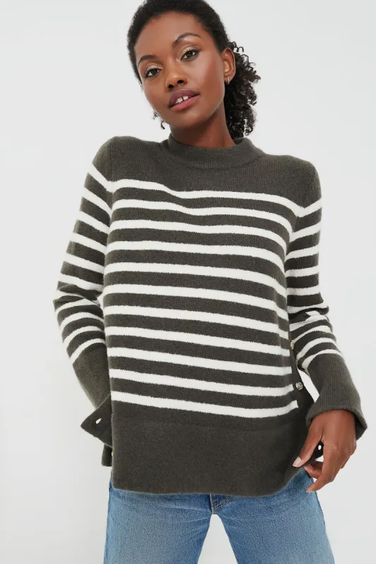 Evergreen and Ivory Stripe Bonnie Sweater sold by Tuckernuck