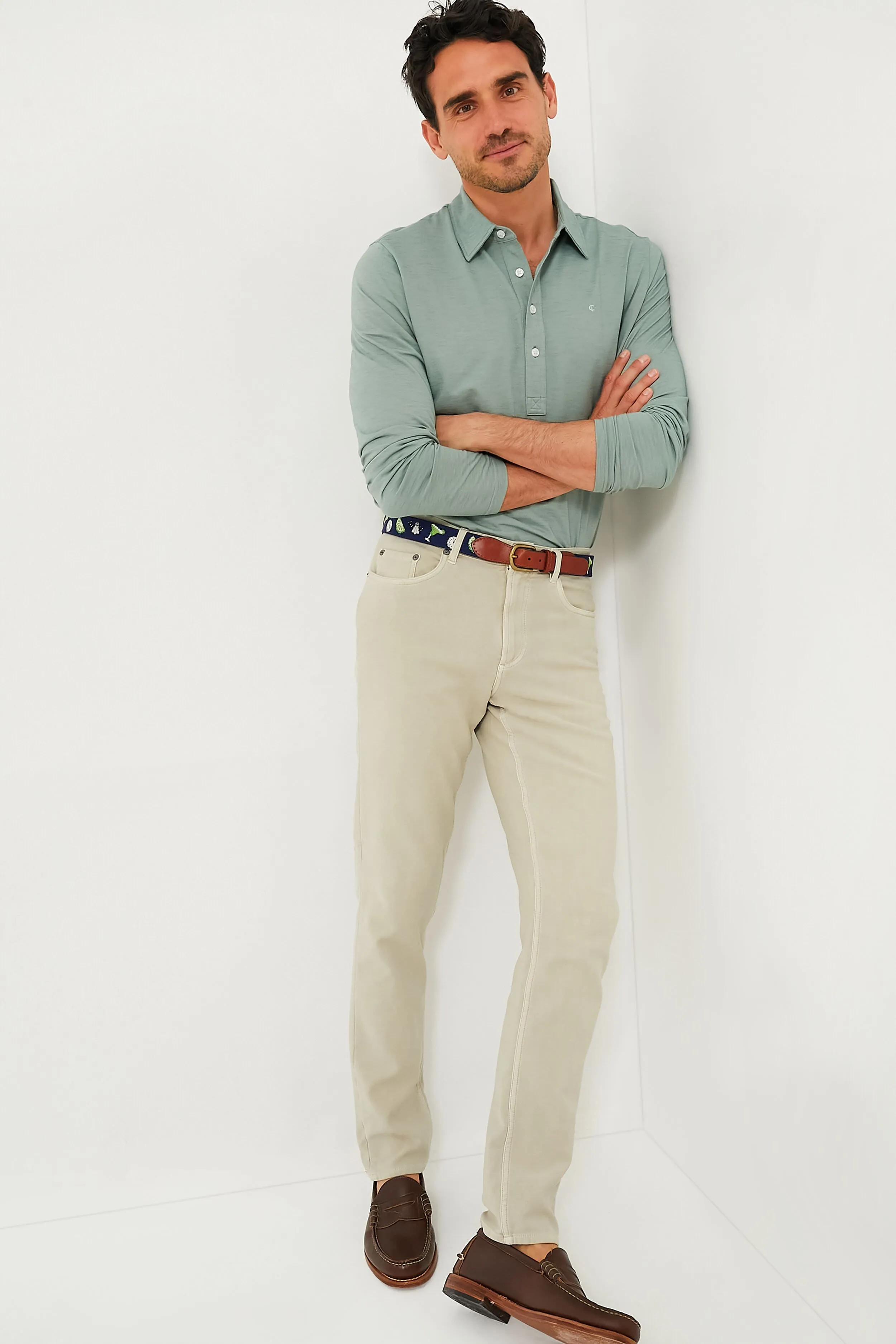 Sage Performance Long Sleeve Range Polo sold by Tuckernuck