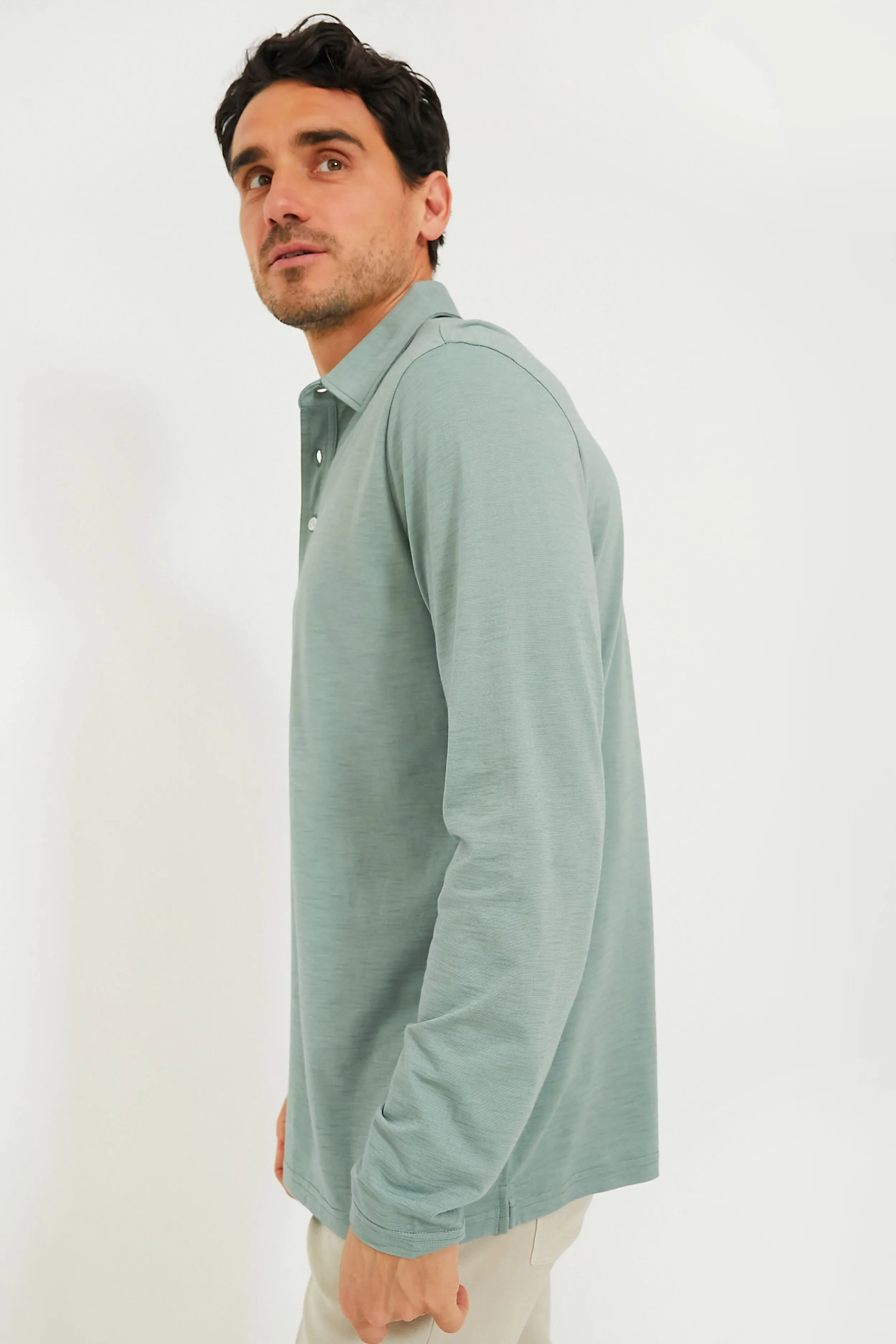 Sage Performance Long Sleeve Range Polo sold by Tuckernuck product image thumbnail 3