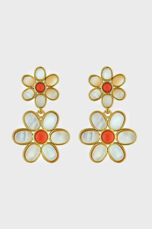 Coral Daisy Double Earrings sold by Tuckernuck