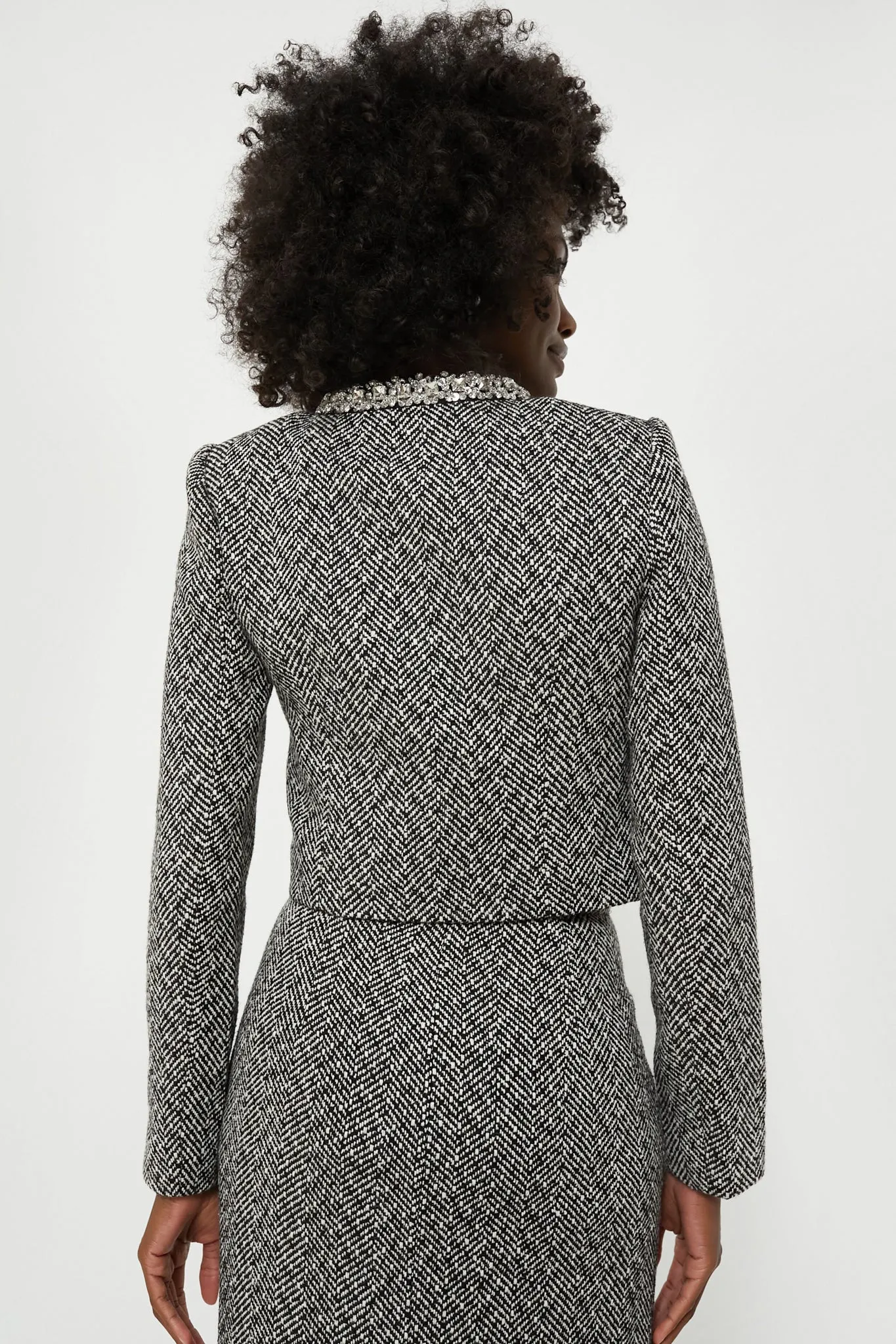 Black Herringbone Embellished Jacket sold by Tuckernuck product image thumbnail 4