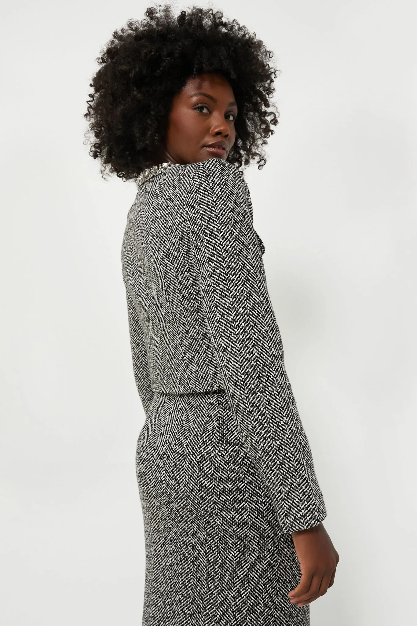 Black Herringbone Embellished Jacket sold by Tuckernuck product image thumbnail 3
