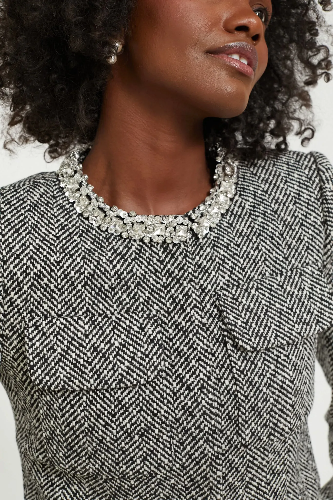 Black Herringbone Embellished Jacket sold by Tuckernuck product image thumbnail 5