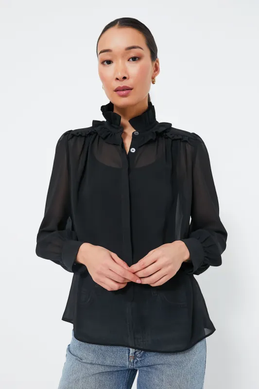 Black Sheer Elana Blouse sold by Tuckernuck