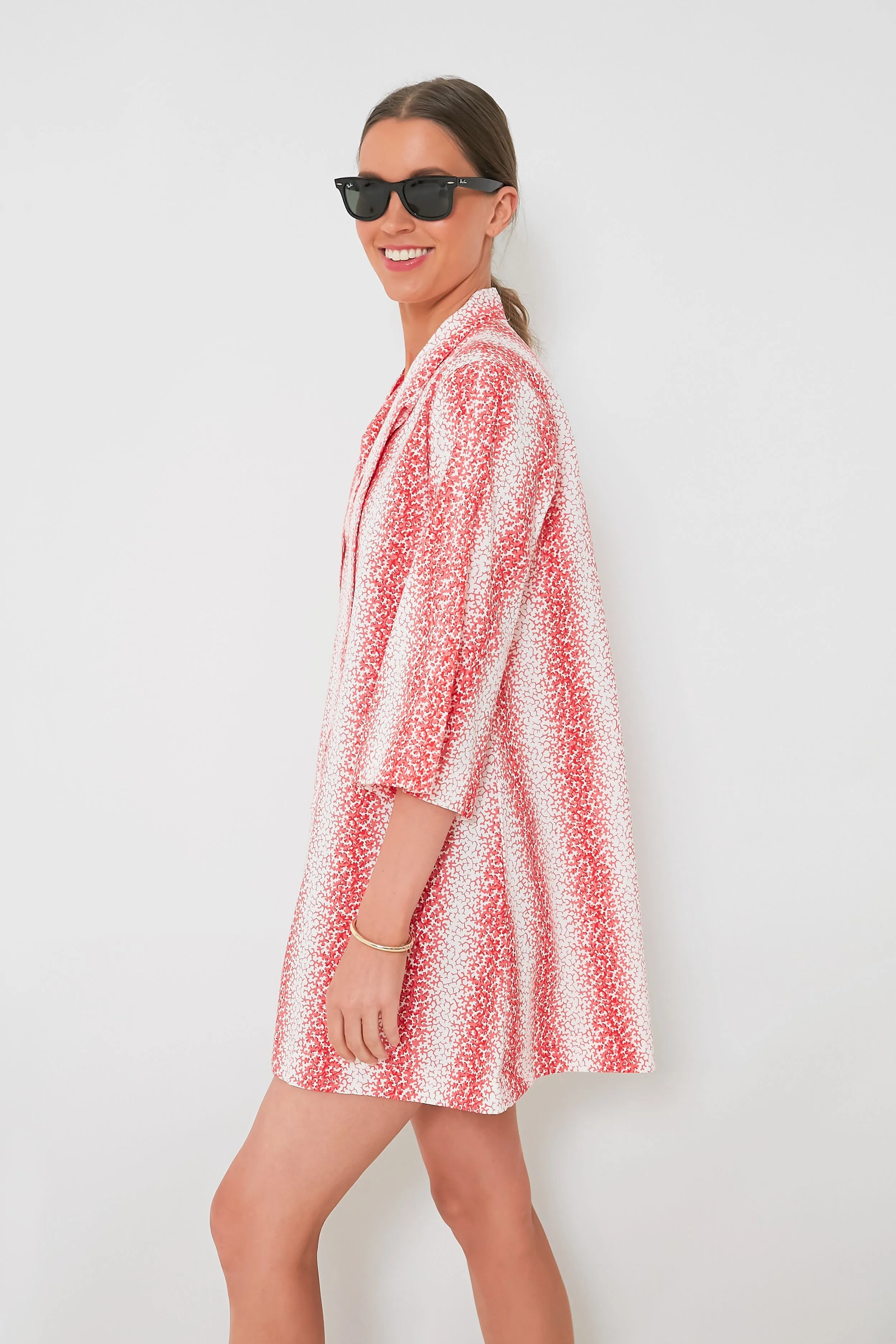 Speckled Coral Poplin Marseille Caftan sold by Tuckernuck product image thumbnail 3