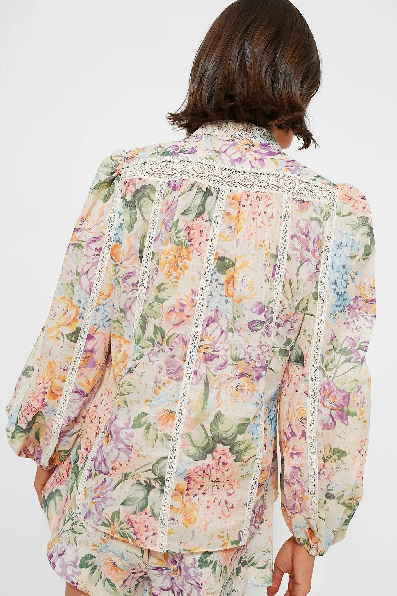 Multi Watercolour Floral Halliday Lace Trim Shirt sold by Tuckernuck product image thumbnail 4