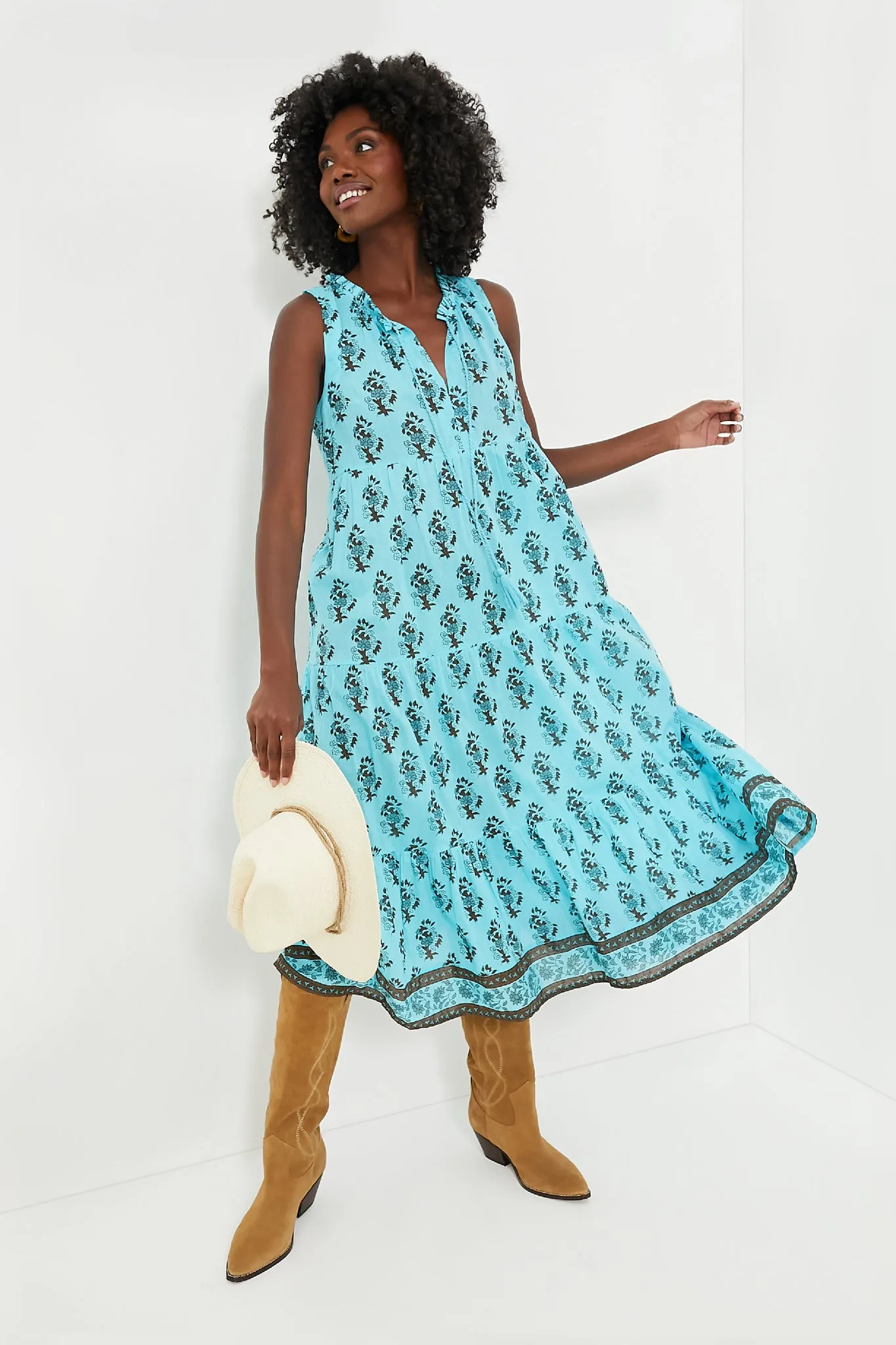 Tropical Turquoise Bouquet Salty Paloma Caftan sold by Tuckernuck product image thumbnail 2