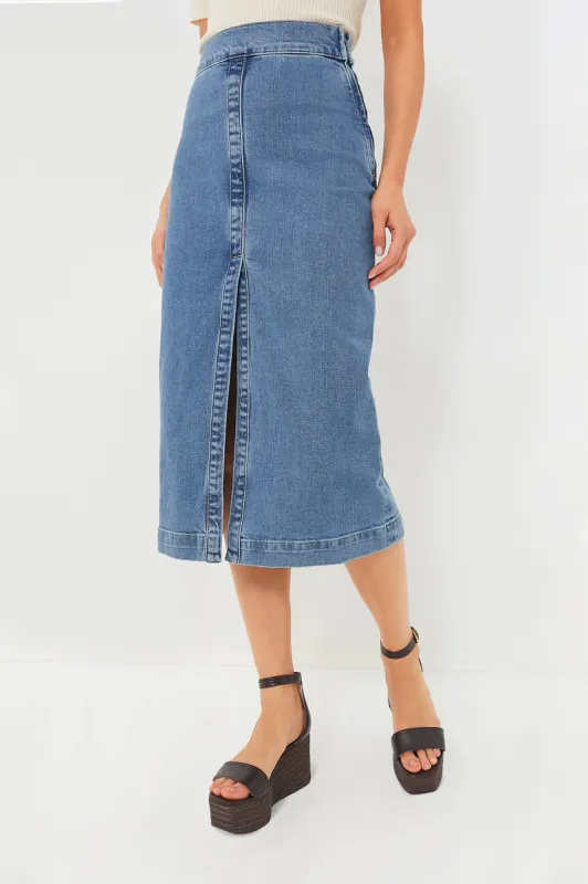 Indigo Clair Curtis Midi Skirt sold by Tuckernuck