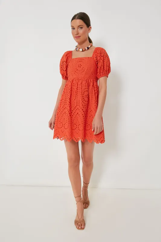Orange Eyelet Clara Mini Dress sold by Tuckernuck