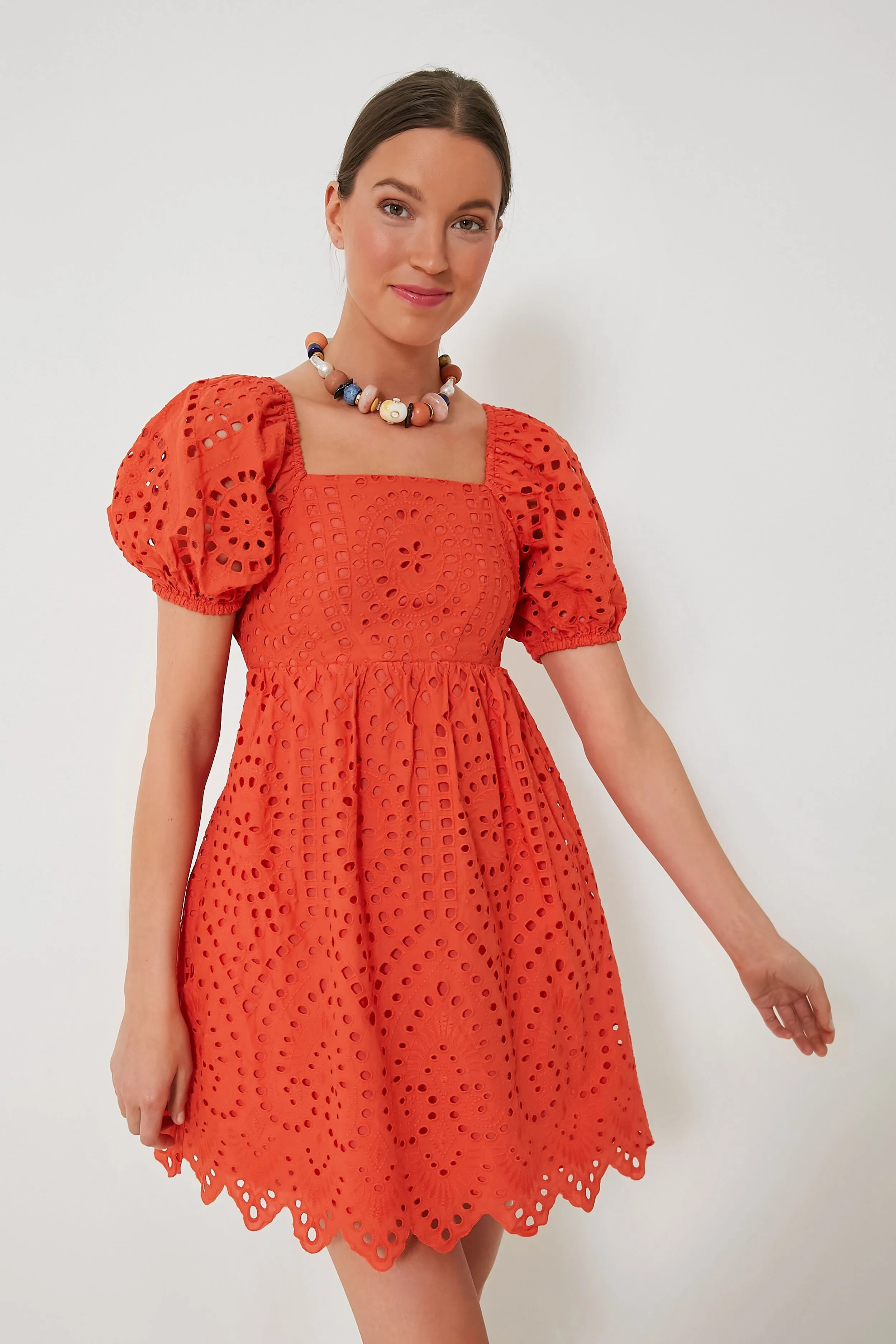 Orange Eyelet Clara Mini Dress sold by Tuckernuck product image thumbnail 3