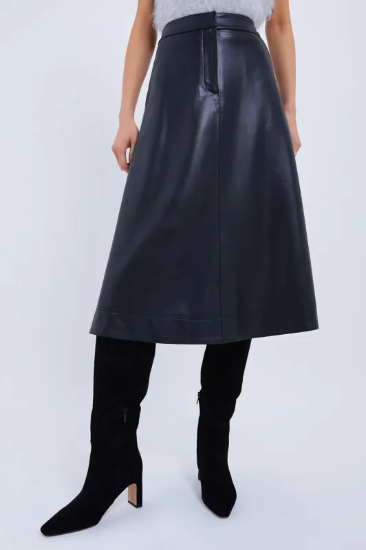 Black Vegan Leather Louise Skirt sold by Tuckernuck