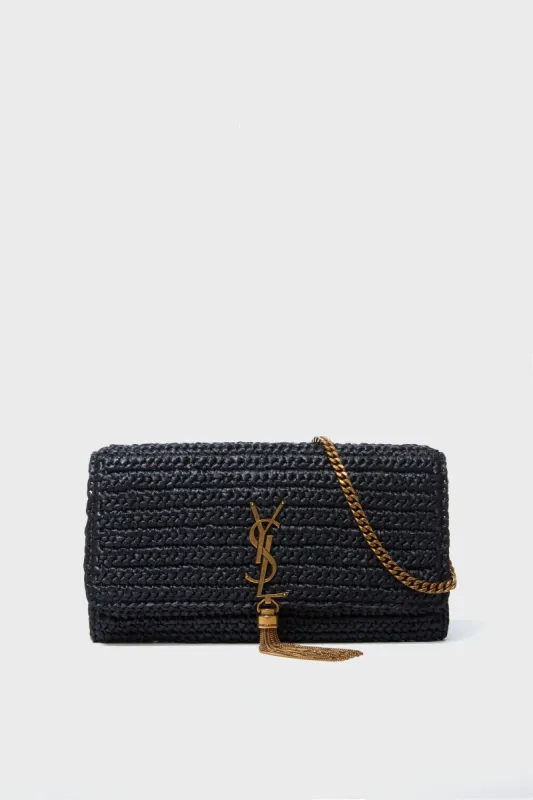 Saint Laurent Nero Raffia Kate Shoulder Bag sold by Tuckernuck