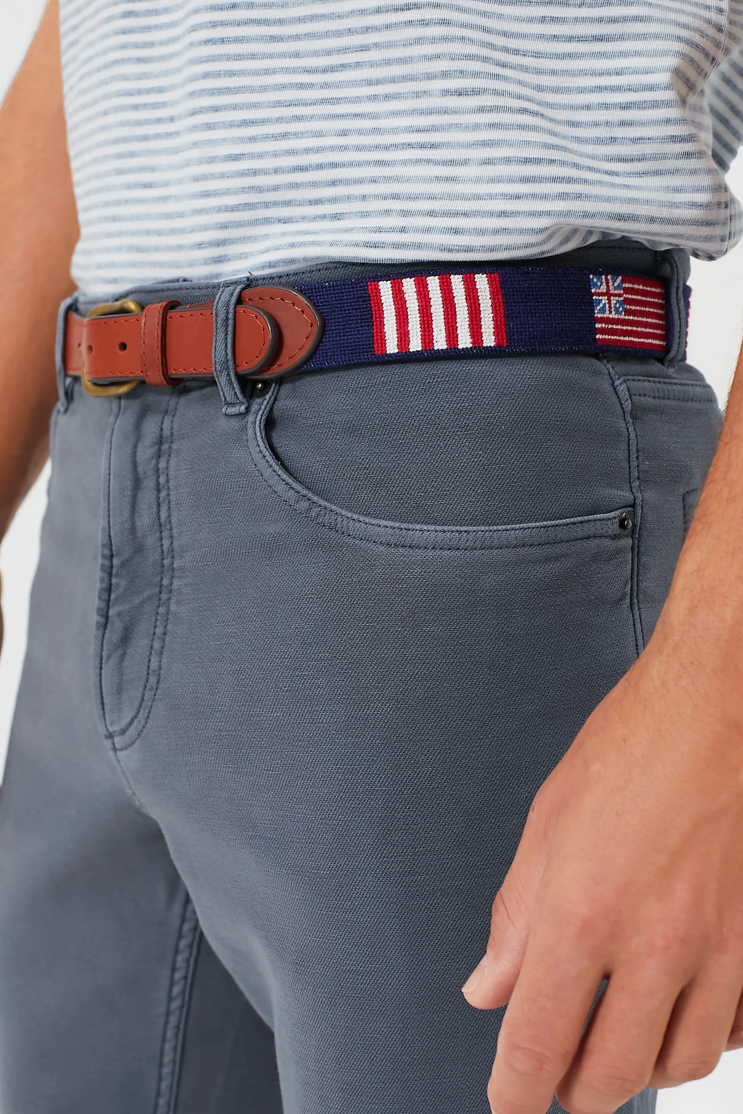 Navy Flags of our Fathers Needlepoint Belt sold by Tuckernuck product image thumbnail 3