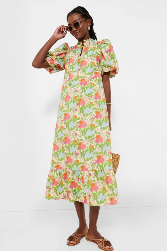 Multi Green Begonia Floral Mimi Midi Dress sold by Tuckernuck
