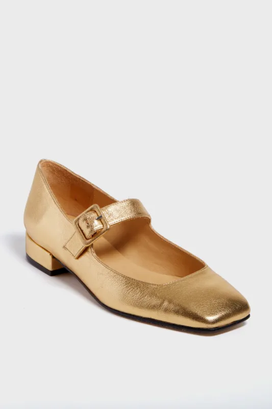 Gold Leather Low Mary Janes sold by Tuckernuck