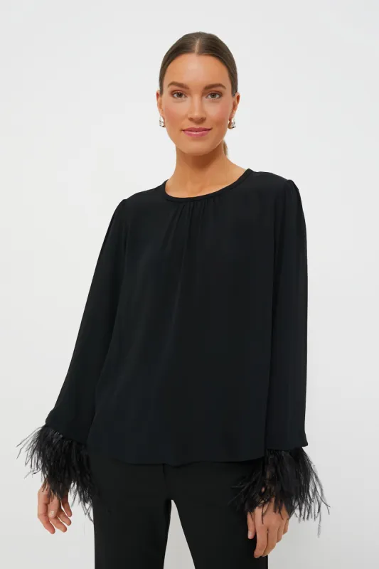 Black Rivista Feather Blouse sold by Tuckernuck