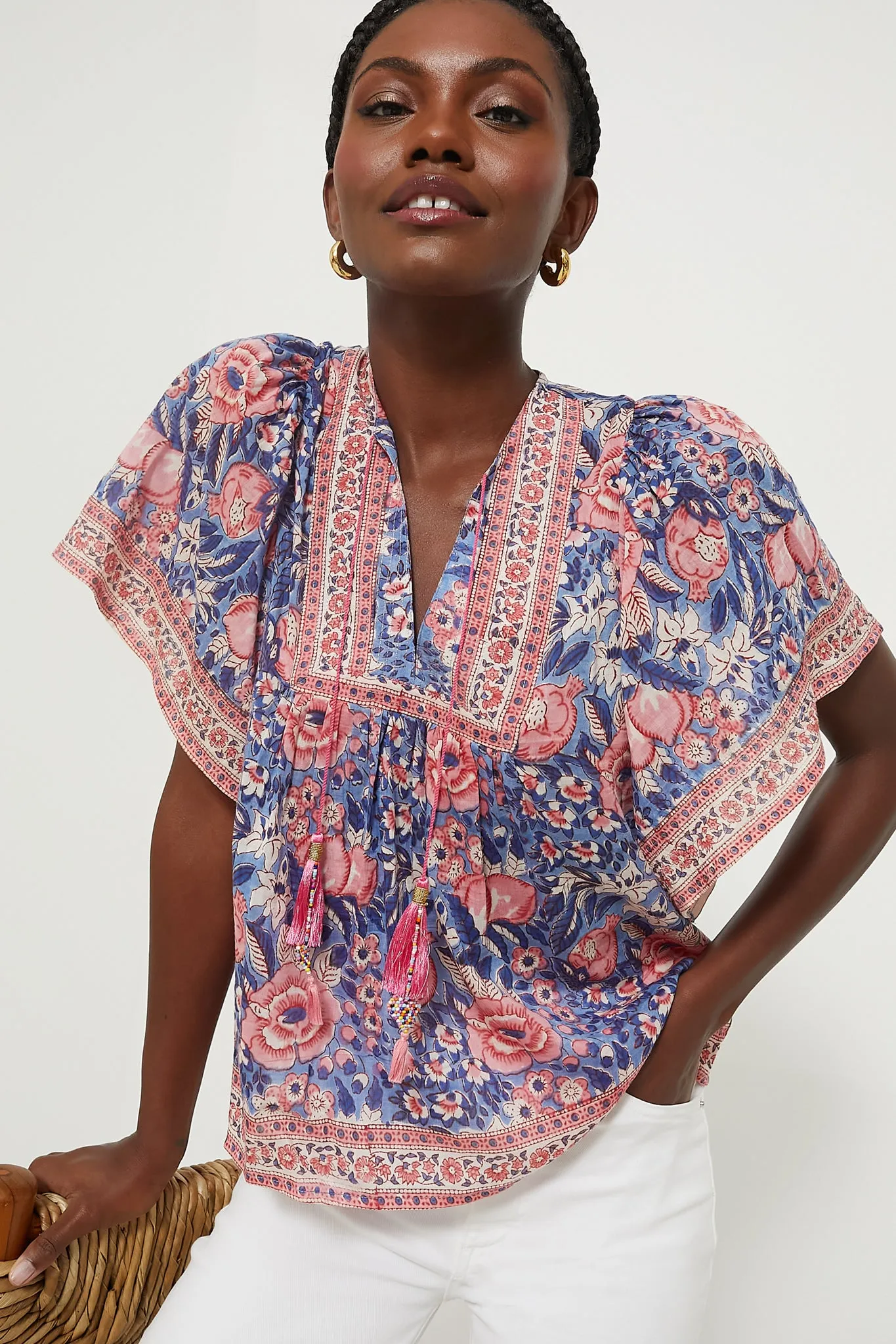 Indigo Pink Floral Angel Top sold by Tuckernuck