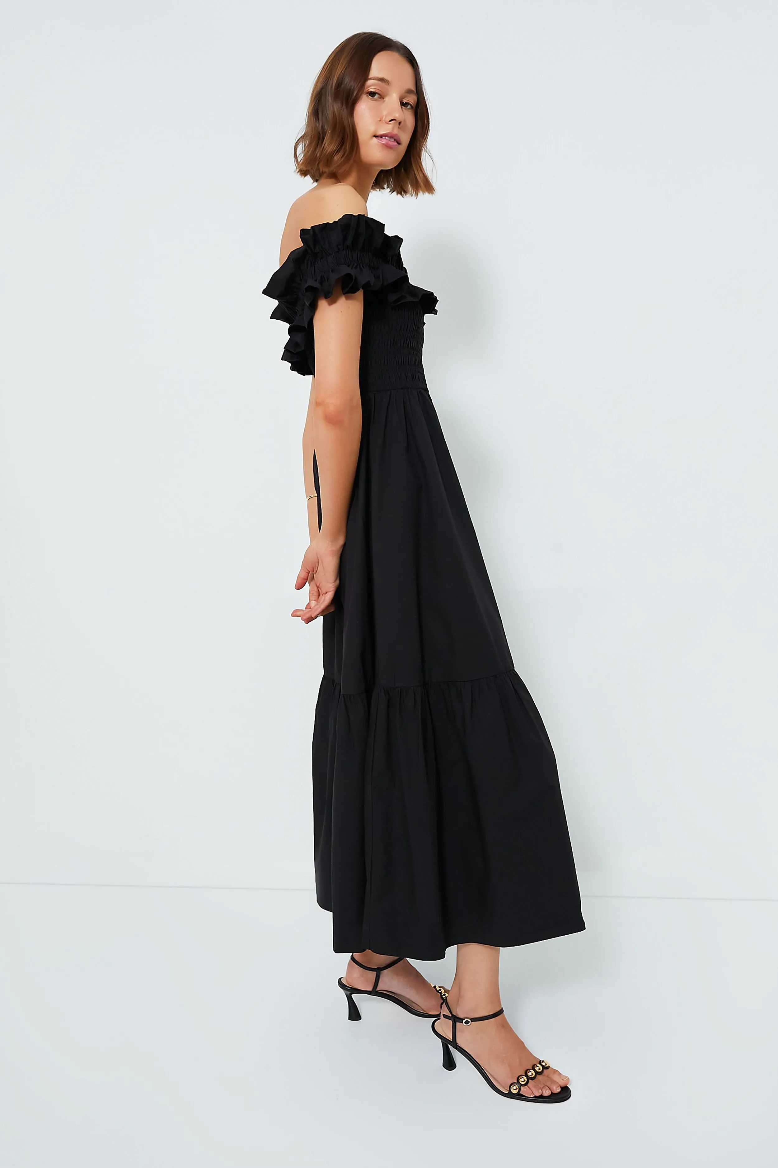 Black Cotton Poplin Long Smock Dress sold by Tuckernuck product image thumbnail 3