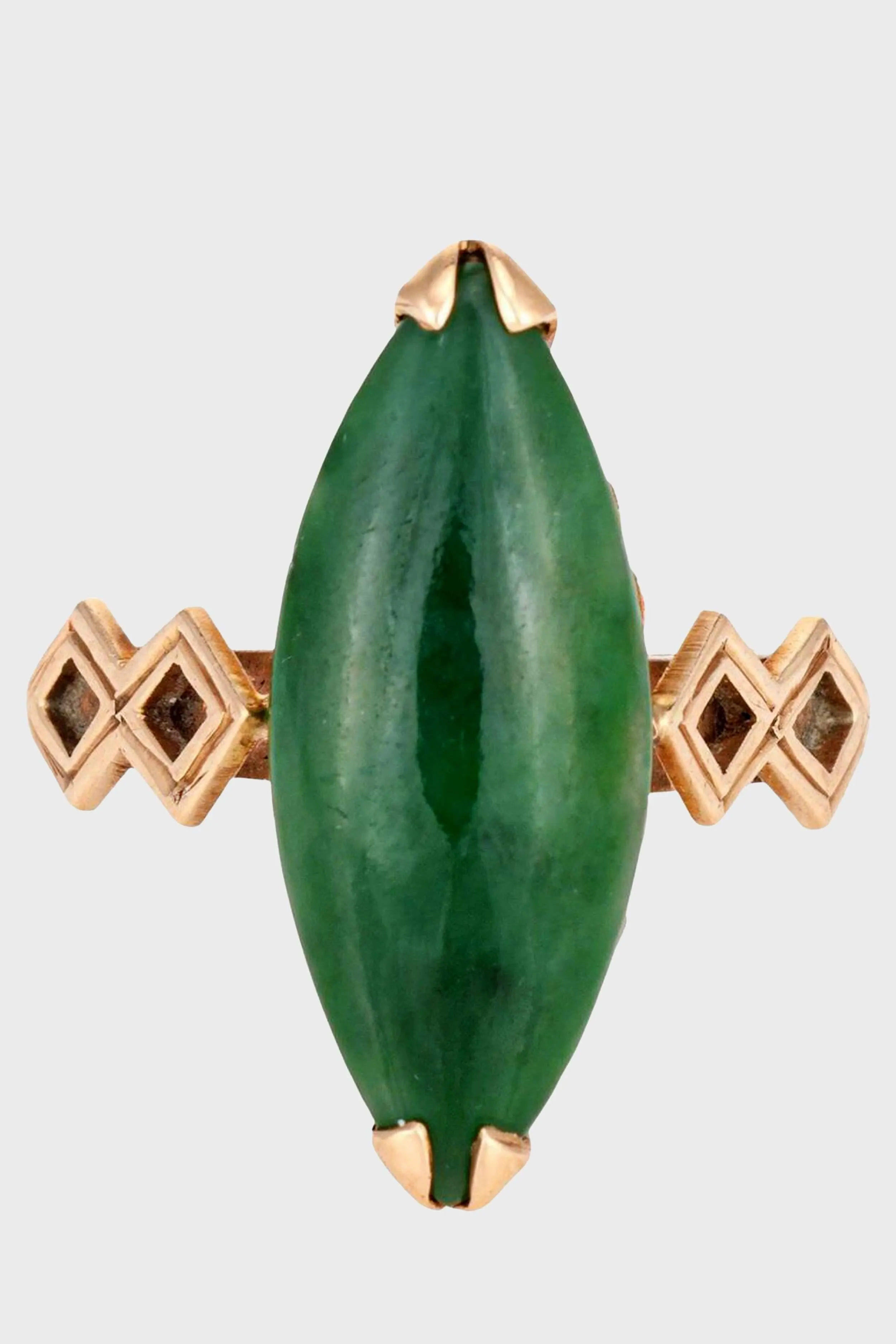 Vintage Jade Navette Style Cocktail Ring (circa 1960s) sold by Tuckernuck