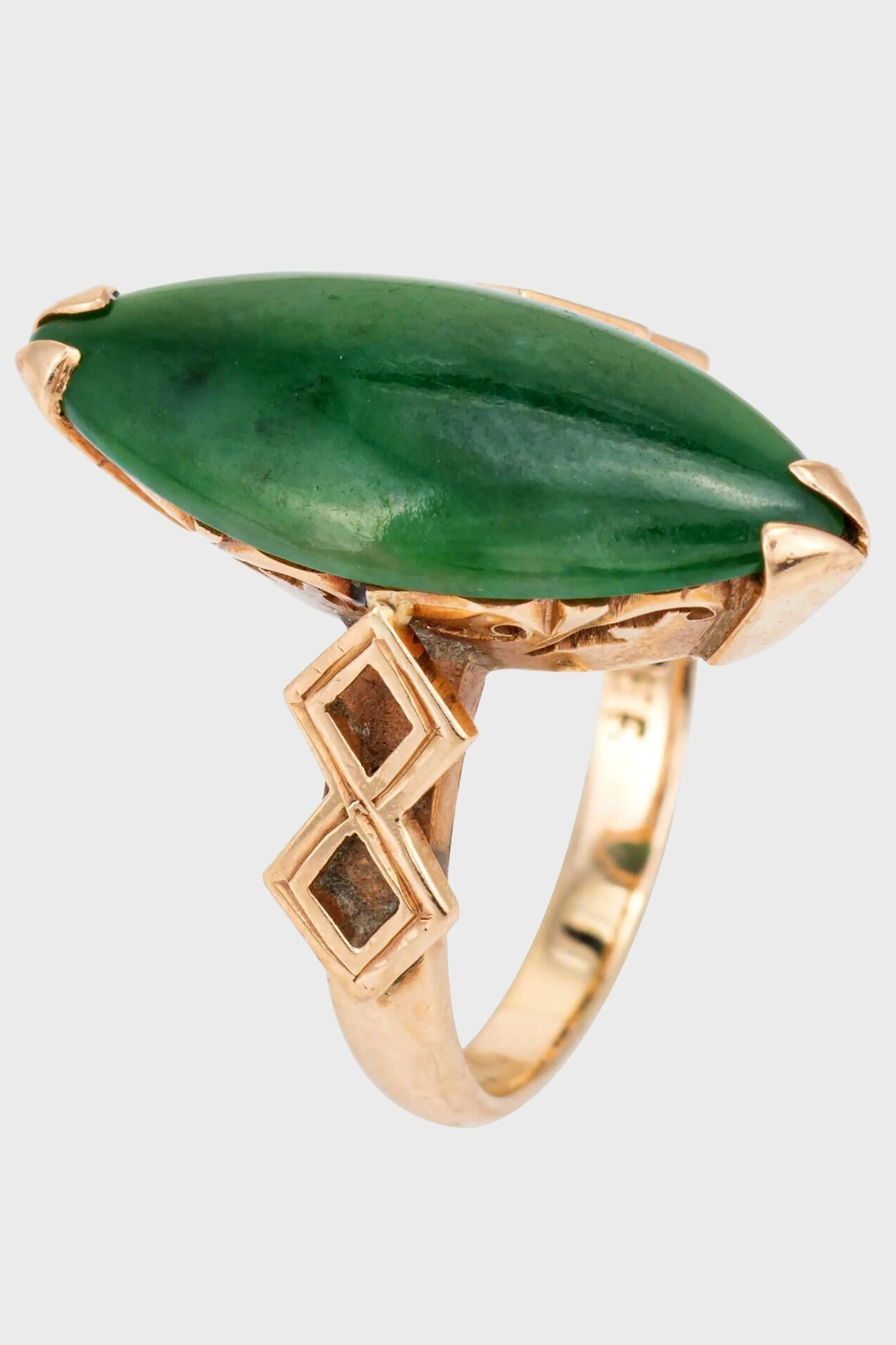Vintage Jade Navette Style Cocktail Ring (circa 1960s) sold by Tuckernuck product image thumbnail 5
