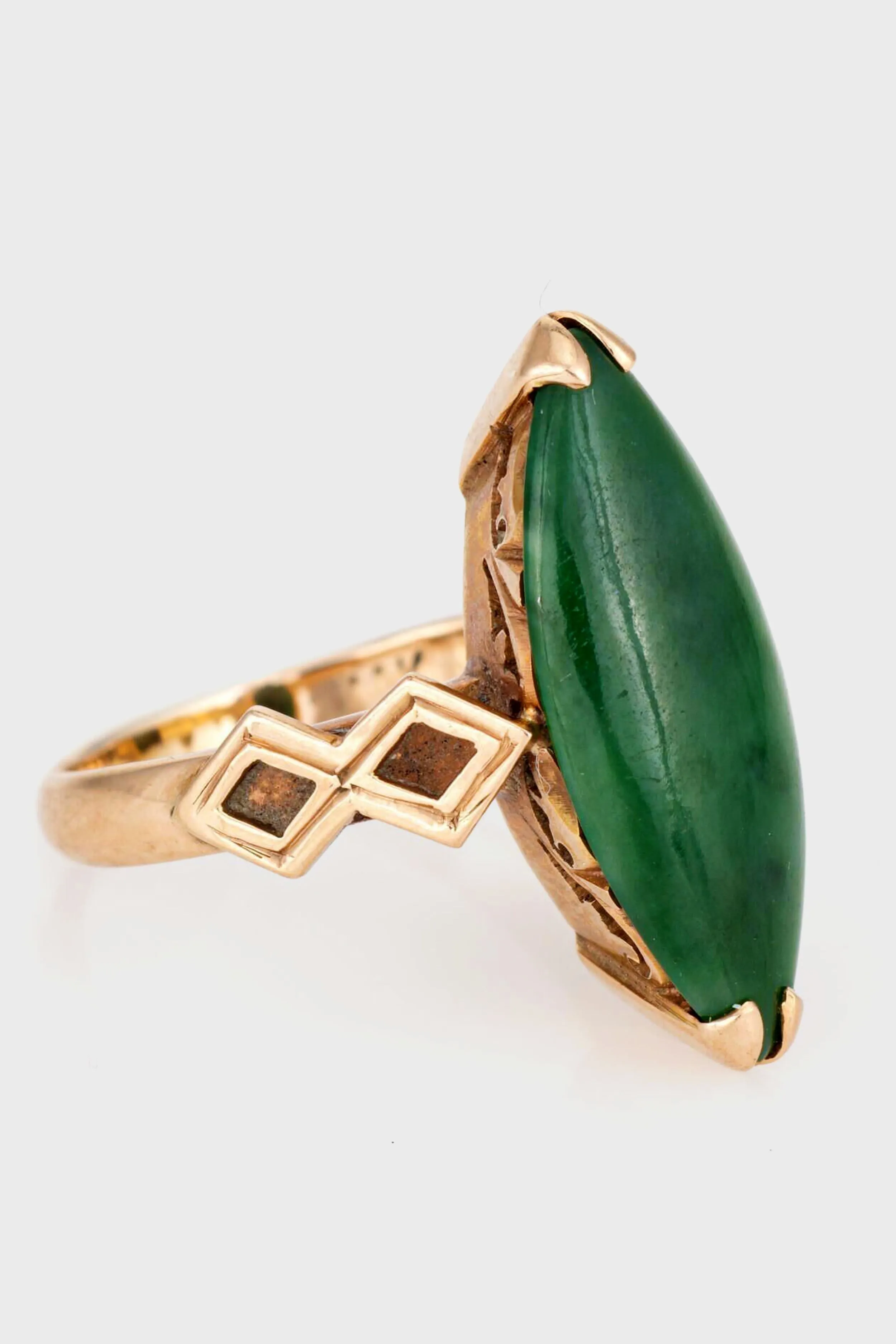 Vintage Jade Navette Style Cocktail Ring (circa 1960s) sold by Tuckernuck product image thumbnail 2