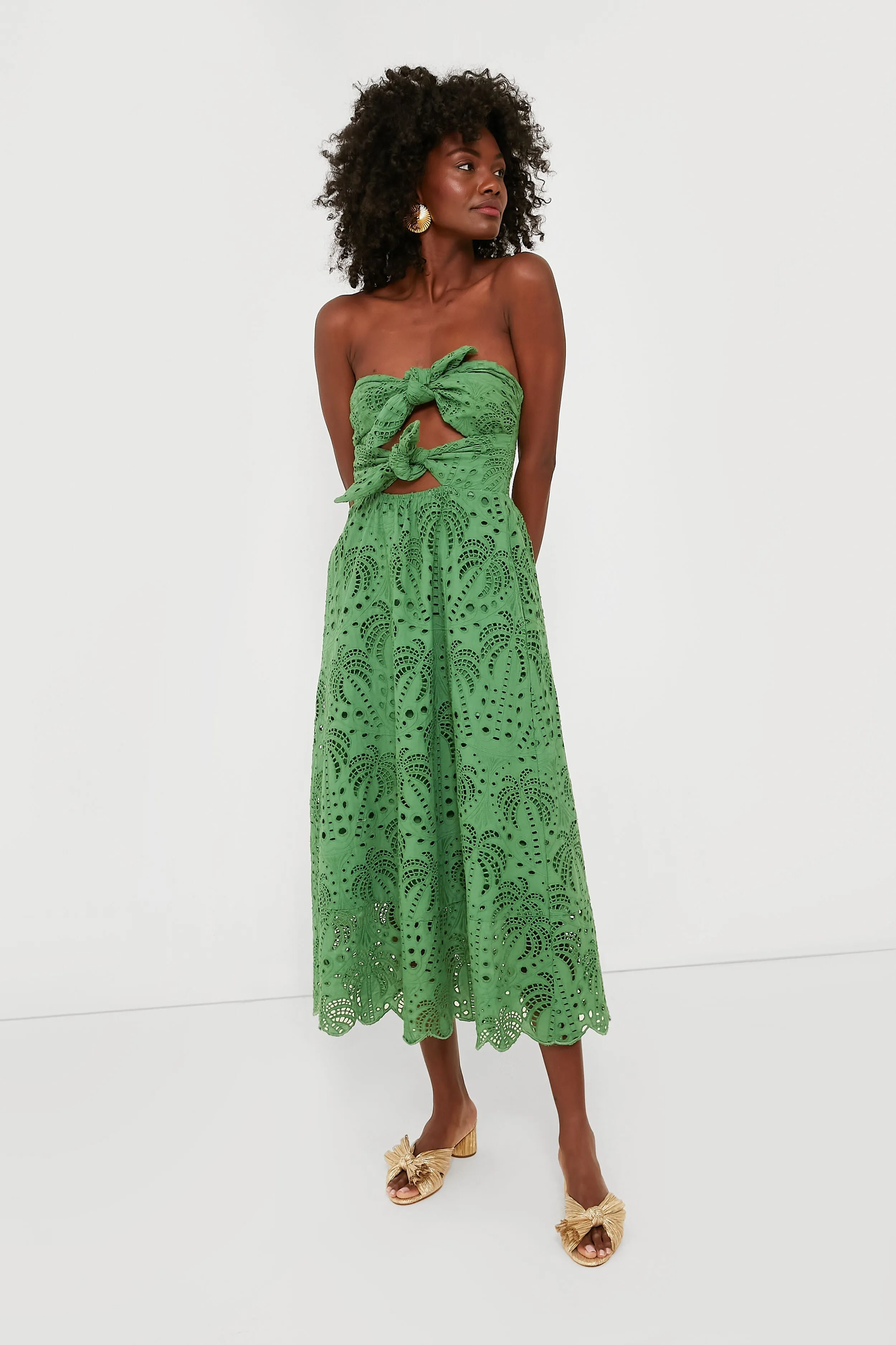 Coconut Tree Richilieu Green Midi Dress sold by Tuckernuck