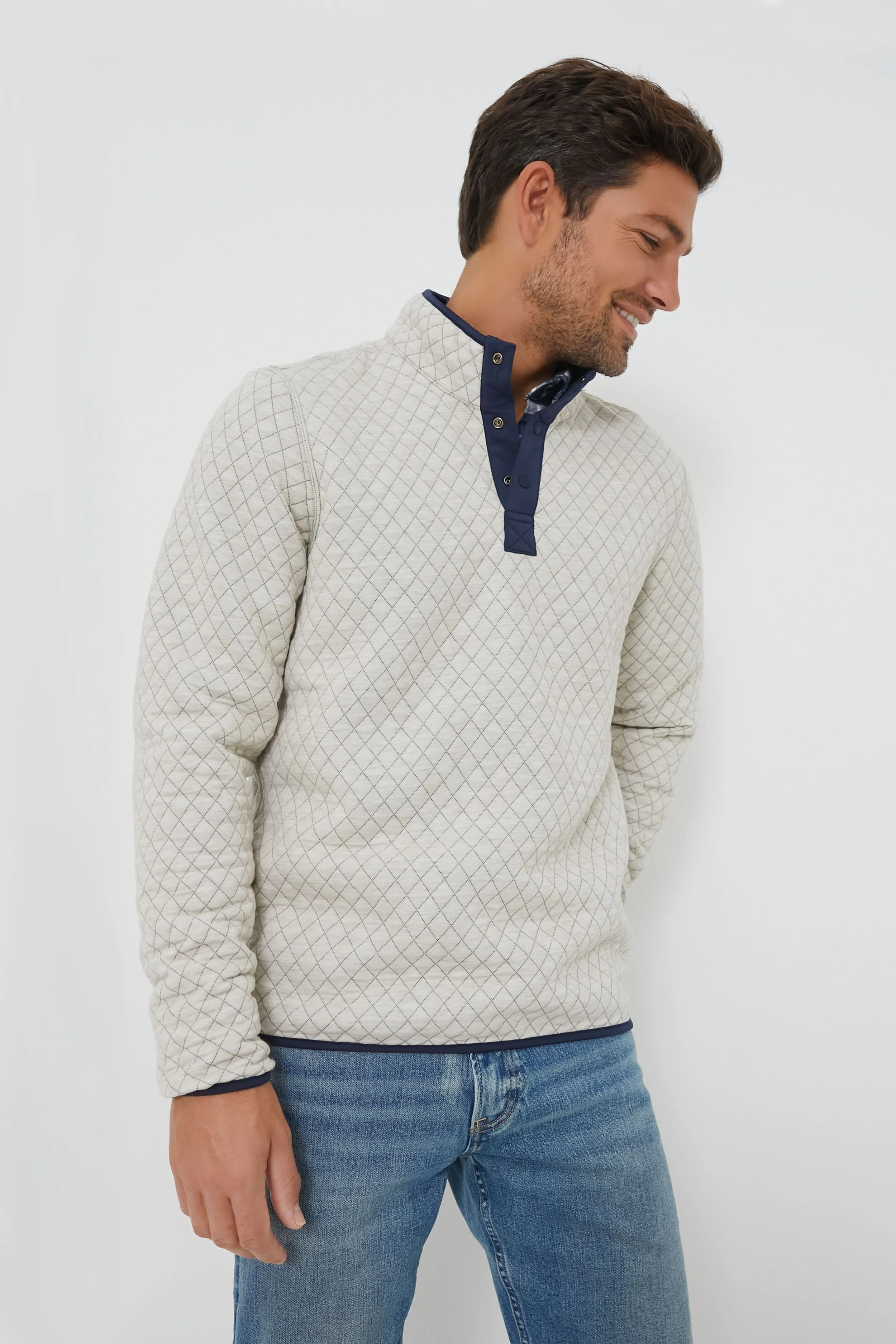 Green Oat Heather Corbet Reversible Pullover sold by Tuckernuck