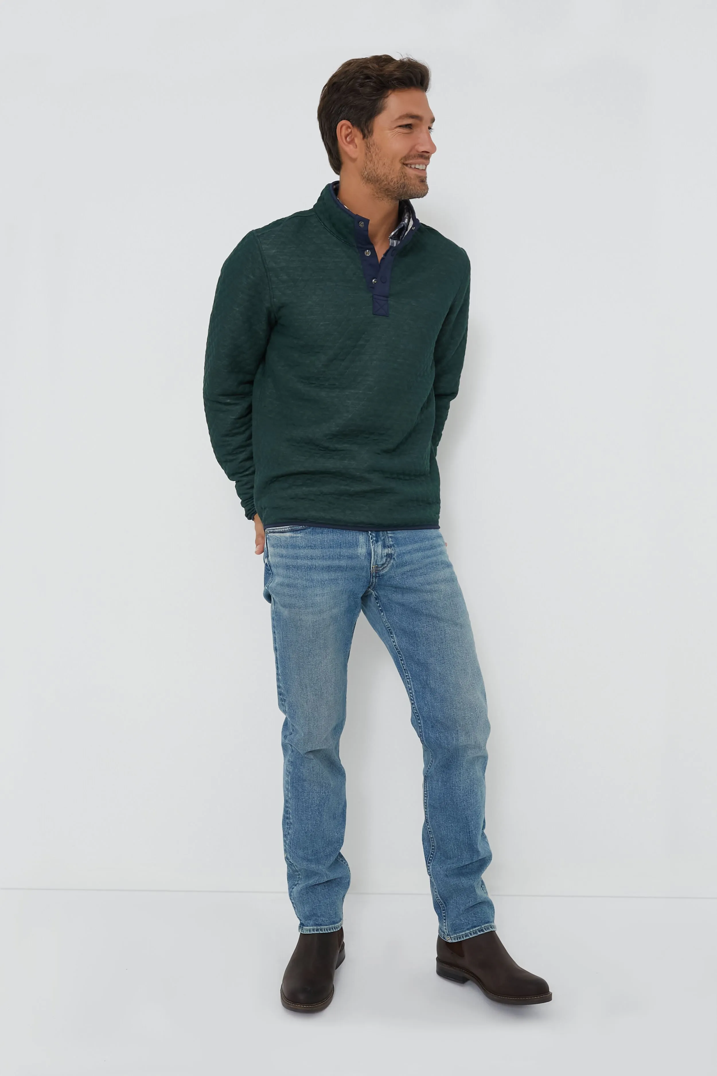 Green Oat Heather Corbet Reversible Pullover sold by Tuckernuck product image thumbnail 2
