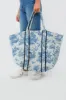 St. Calais Blue Quilted Linen Toile Giant Trop Avion with Pouchette sold by Tuckernuck