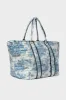 St. Calais Blue Quilted Linen Toile Giant Trop Avion with Pouchette sold by Tuckernuck
