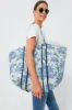 St. Calais Blue Quilted Linen Toile Giant Trop Avion with Pouchette sold by Tuckernuck