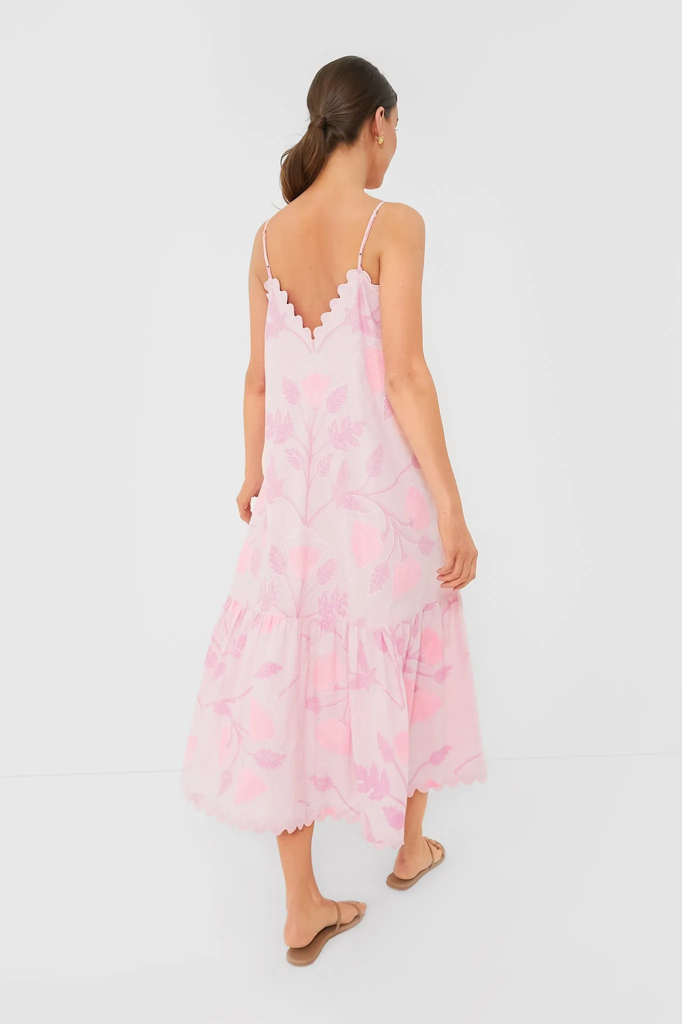 Pale Pink V-Neck Midi Dress with Bellflower Block Print sold by Tuckernuck product image thumbnail 4
