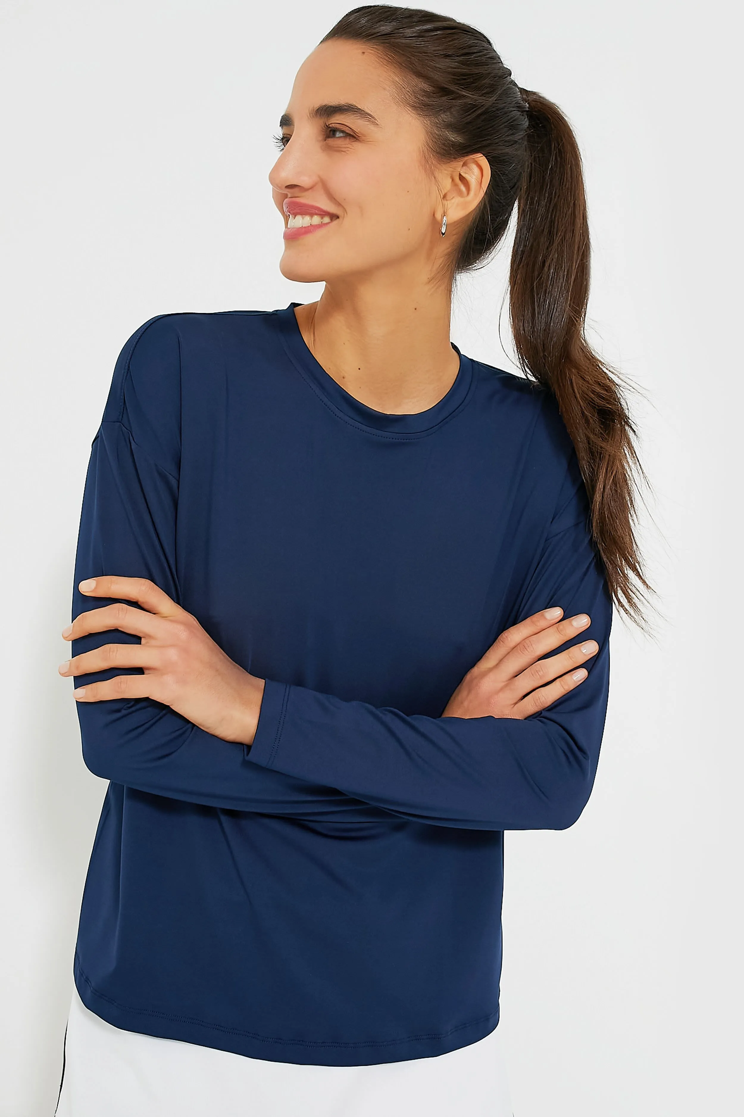 Navy Long Sleeve Ryan Boyfriend Tee sold by Tuckernuck