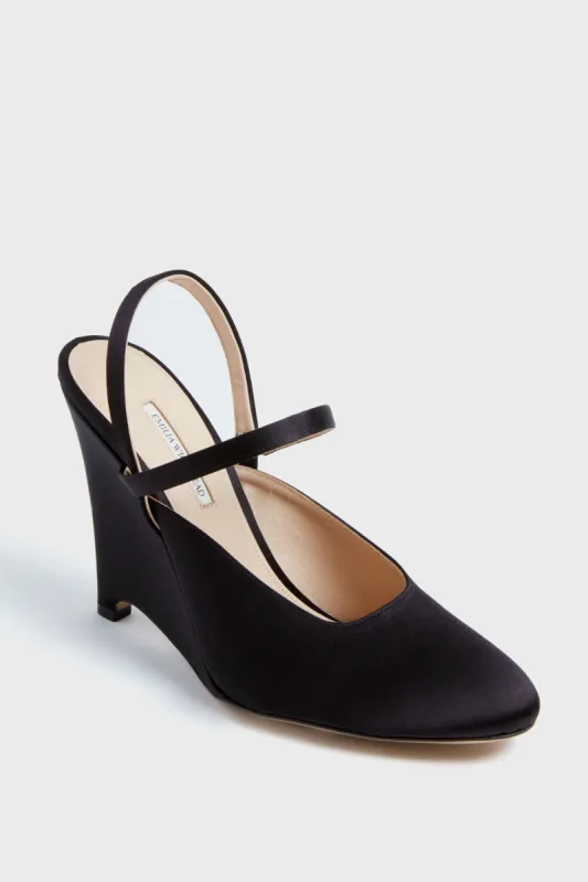 Black Aster Satin Wedge Heels sold by Tuckernuck