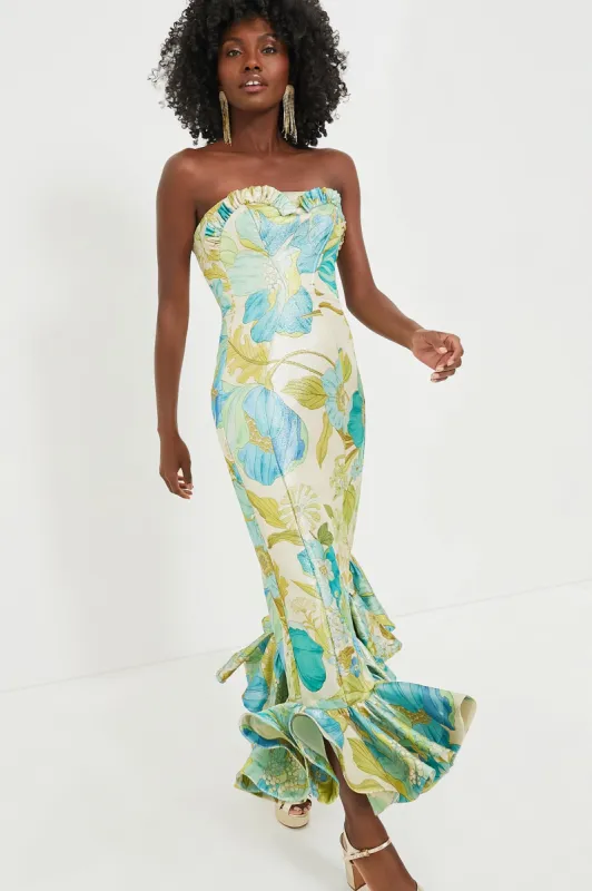 Blue Janis Strapless Midi Dress sold by Tuckernuck