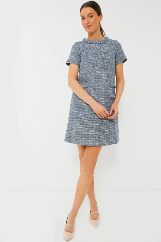 Heathered Blue Tweed Jackie Dress sold by Tuckernuck